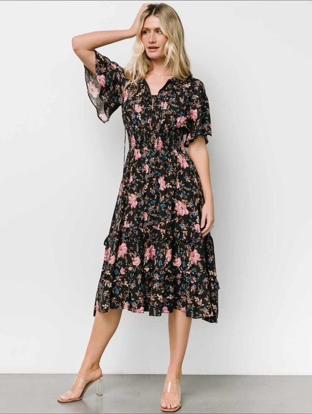 Baltic Born Spell Midi Dress with Pink Floral Print